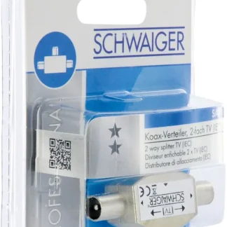 Schwaiger Anschlussverteiler ASV42 531 für TV Metall silber, 1x IEC Buchse auf 2x IEC Stecker