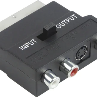 Schwaiger Scart Adapter SCA7320 531 schwarz, 3x Cinch + 1x S-VHS / 1x Scart IN/OUT