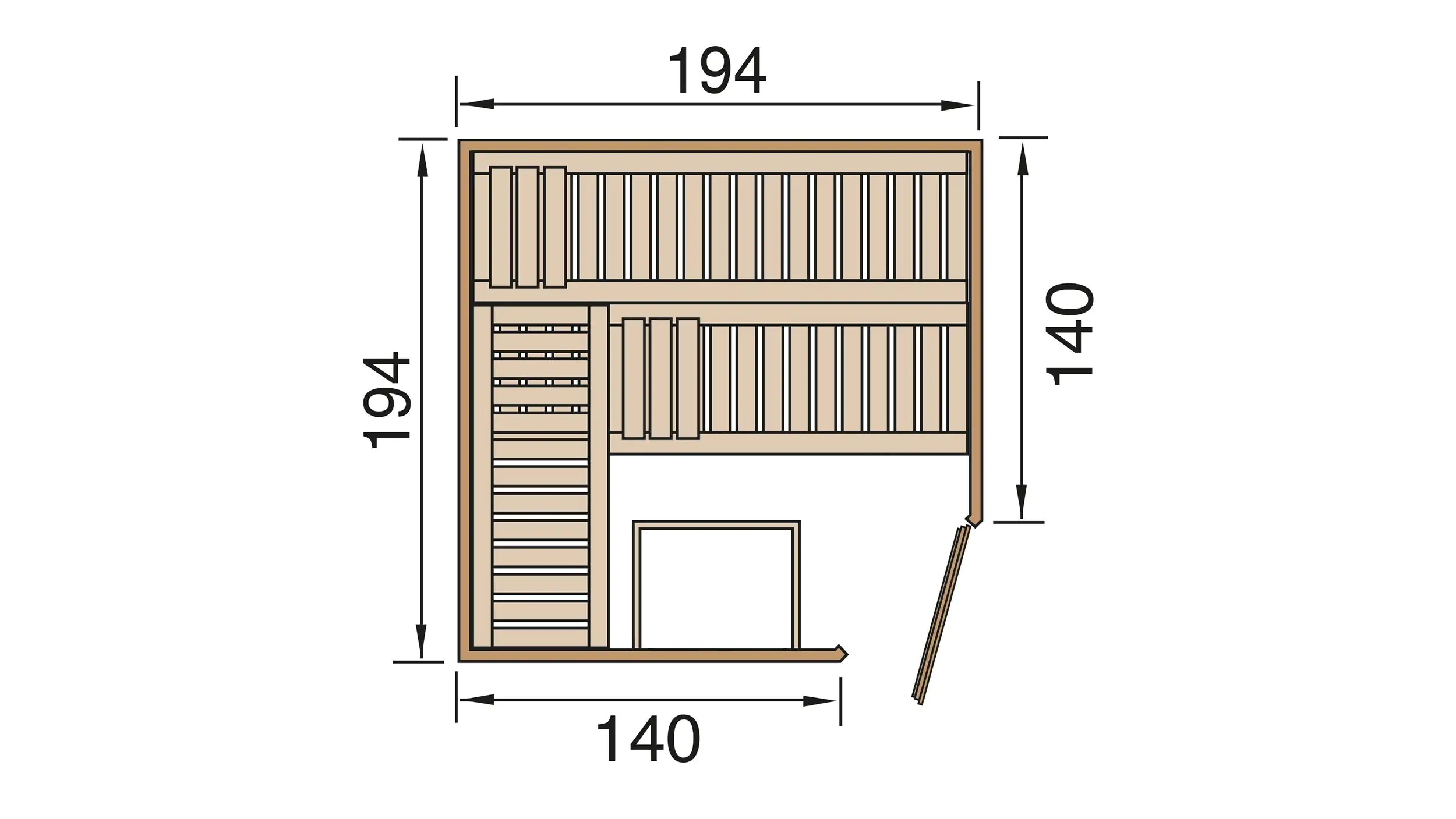Weka Element-Ecksauna Varberg 3 mit Holztür