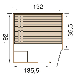 Weka Massivholz-Element-Sauna Laukkala 3 mit Glastür und Fenster