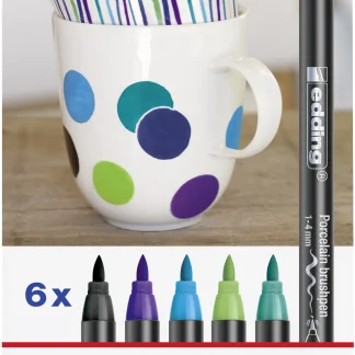 edding 4200 Porzellanpinselstift 6er-Set Cool Colour