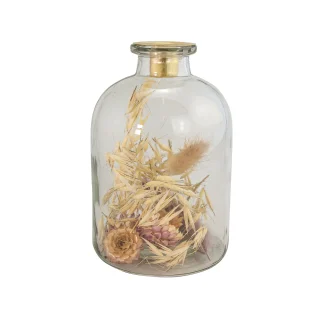 Riffelmacher Kerzenhalter aus Glas mit Trockenblumen 11 x 11 x 17 cm