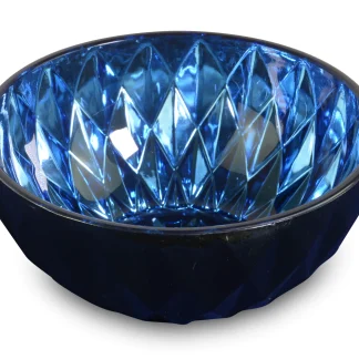 Riffelmacher Schale Diamantform aus Glas blau