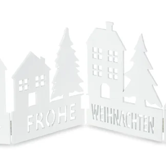 Riffelmacher Falt-Dekoration Häuser und Bäume Holz weiß 60 x 18,5 x 0,5 cm