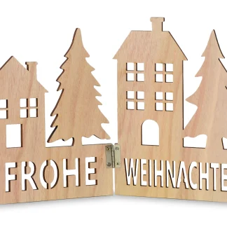 Riffelmacher Falt-Dekoration Häuser und Bäume Holz natur 60 x 18,5 x 0,5 cm