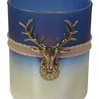 Riffelmacher Windlicht aus Glas mit Hirschkopf 6 x 8 cm