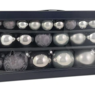 Riffelmacher Glaskugeln Steel Ø 4/6/8 cm silber grau anthrazit - 26 Stück
