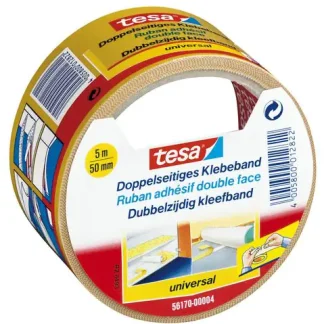 tesa doppelseitiges Klebeband Universal 5 m x 50 mm, beige