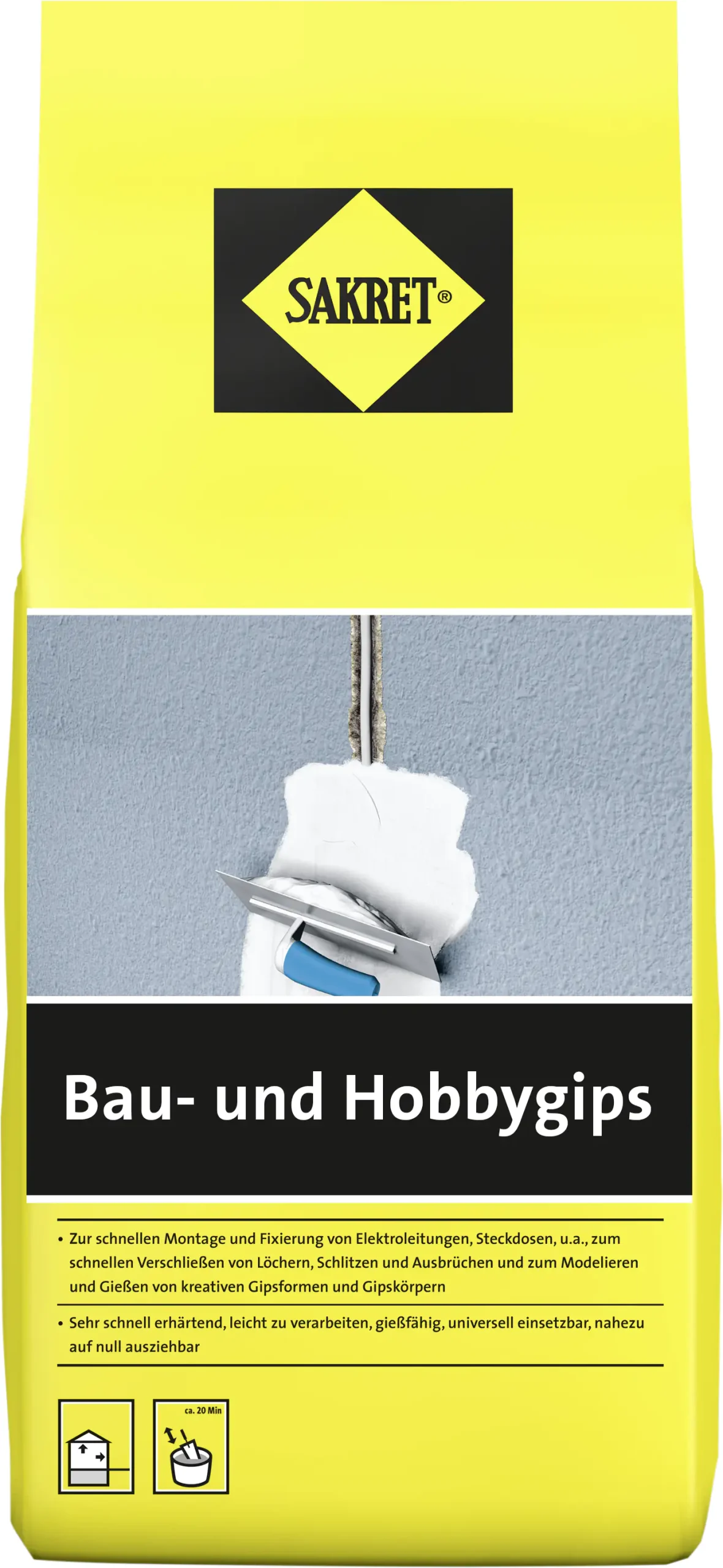 Sakret Bau- und Hobbygips 1,5 kg Beutel weiß