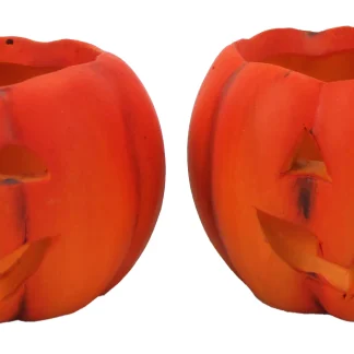 Kürbiswindlicht orange aus Keramik Ø 5 cm