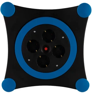 REV Kabelbox 4-fach Schutzkontaktsteckdose H05VV-F 3G1,5 blau schwarz