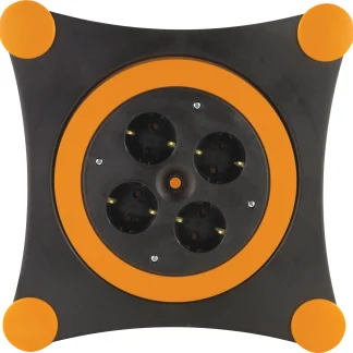 REV Kabelbox 4-fach Schutzkontaktsteckdose H05VV-F 3G1,5 orange schwarz