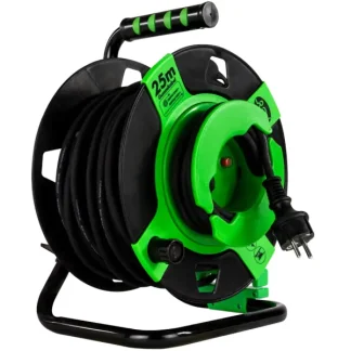 REV Kabeltrommel Außen 25 m H05RR-F 3G1,5mm², schwarz grün