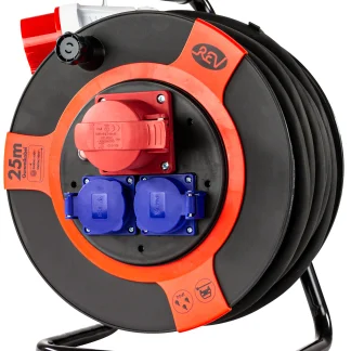 REV CEE-Kabeltrommel Außen 25 m H07RN-F 5G2,5mm², schwarz rot
