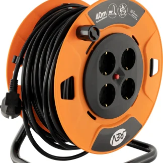 REV Kabeltrommel Innen 40 m H05VV-F3x1,5 mm², orange schwarz, 4x Schutzkontaktstecker