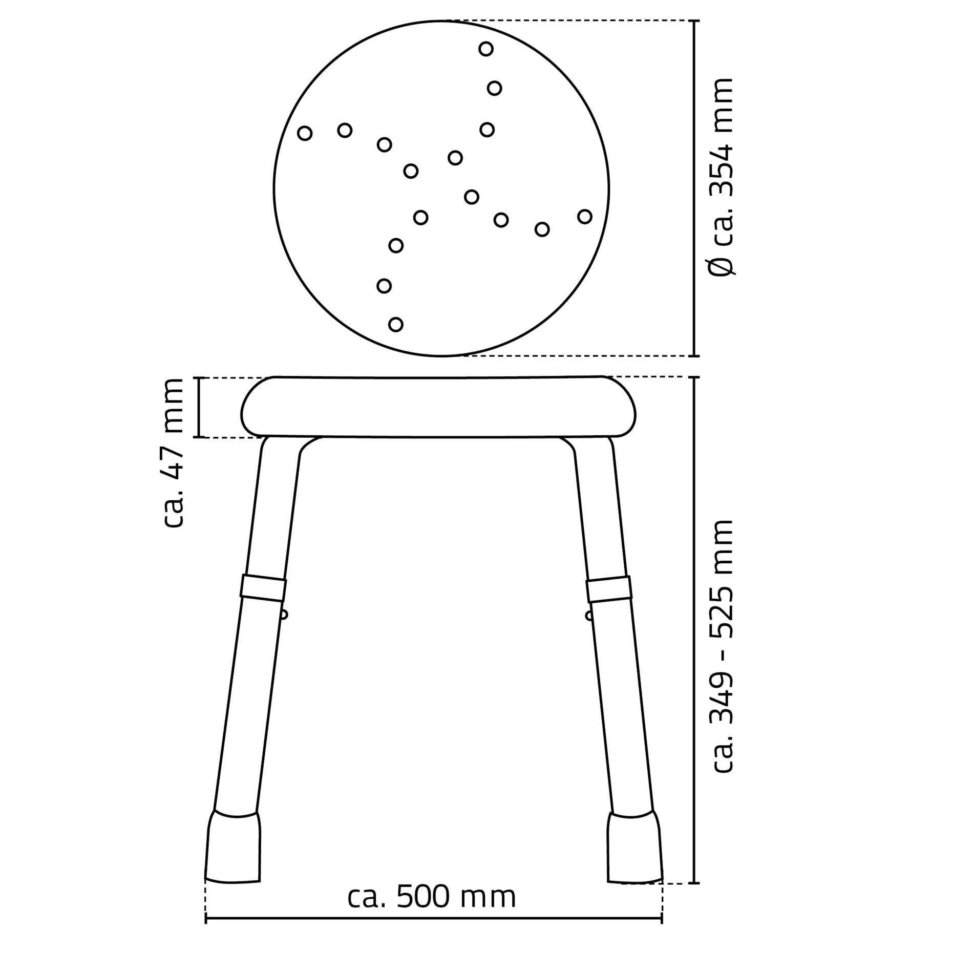 Ridder Bad-Hocker Go, weiß, höhenverstellbar, Aluminium / PE / TPR