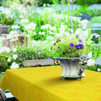 d-c-table® Tischdecke Manhattan Vlies Palmas 110 x 140 cm, gelb