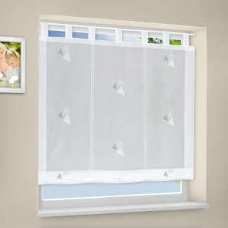 Schlaufenrollo weiß-anthrazit, 80 x 170 cm