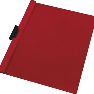 herlitz Klemmhefter A4 PVC rot 30 Blatt Vorderdeckel mit Metallclip