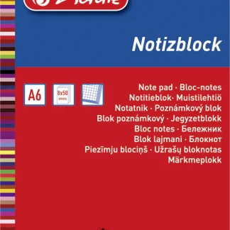 herlitz Haushaltsnotizblock A6 kariert, 50 Blatt, holzfreies Papier, 60 g