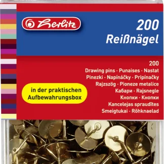 herlitz Reißnägel rund messing 200 Stück, Ø 9 mm