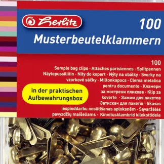 herlitz Musterbeutelklammer Metall messing, 100 Stück