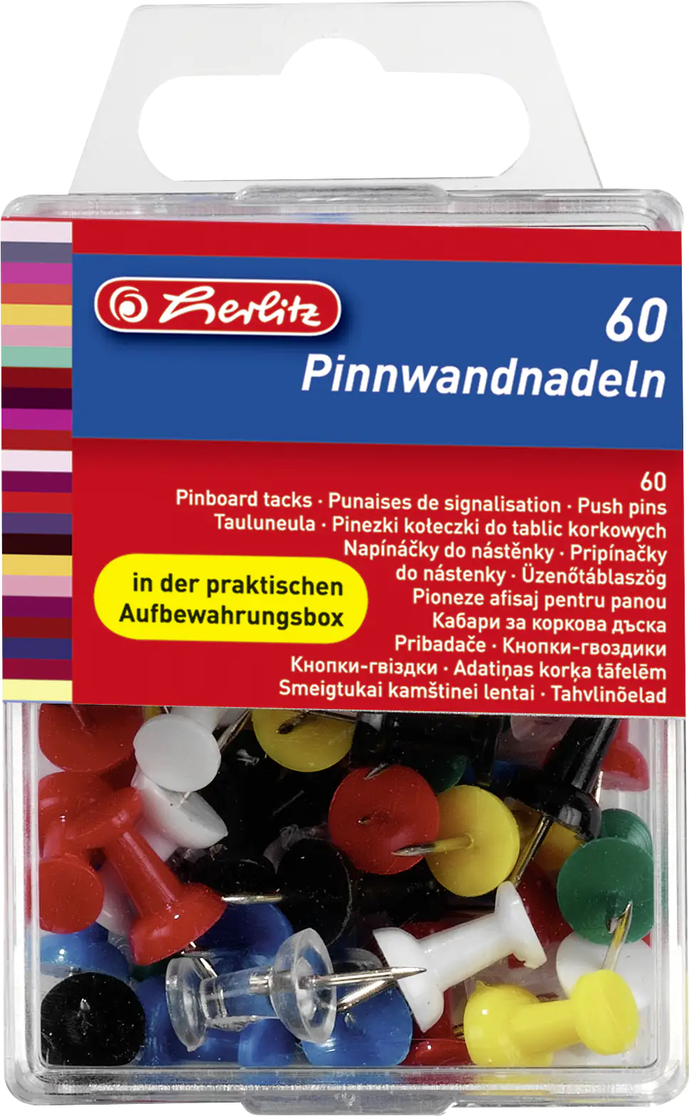 herlitz Pinnwandnadeln farbig 60 Stück, 23 mm