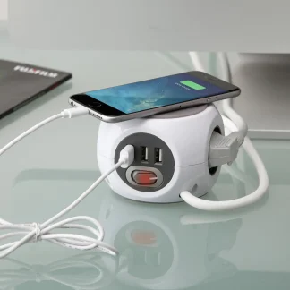 Unitec Steckdosenwürfel 3-fach 1,4m inklusive 3x USB Anschlüssen weiß