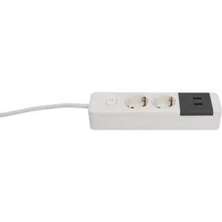 Unitec Tischsteckdose 2-fach, 2x USB 1,4 m mit Schalter, weiß/anthrazit