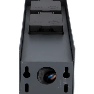 Edelstahl Außensteckdose 2 Steckdosen, ohne  Kabel schwarz