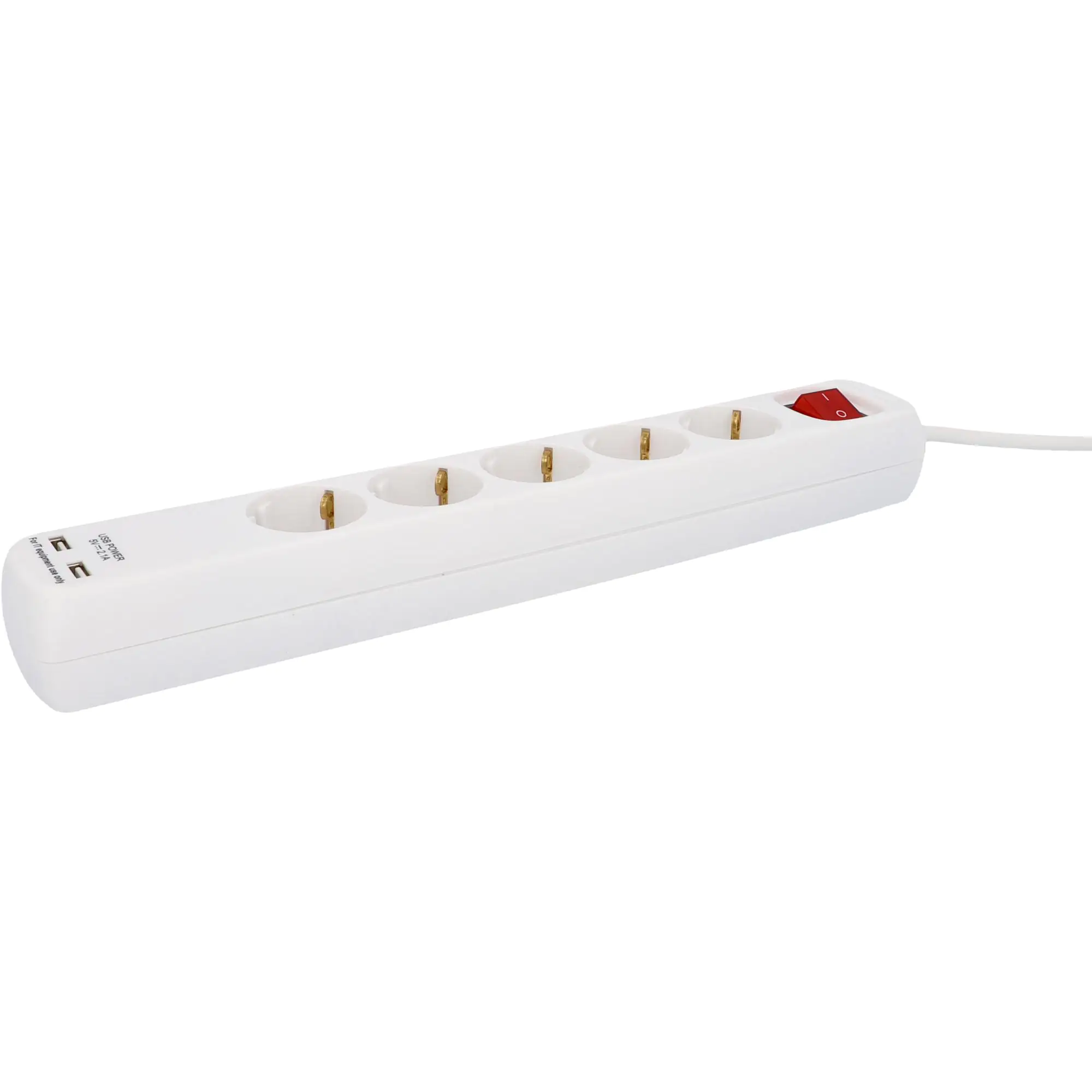 Unitec Steckdosenleiste 5-fach 1,4m mit 2 x USB Anschlüssen, weiß