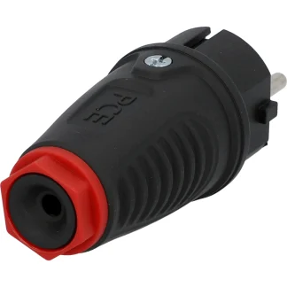 PCE Schutzkontakt-Stecker Vollgummi IP44, mit Knickschutz, schwarz