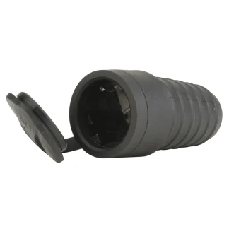 Schutzkontakt-Kupplung Gummi PVC-Ei IP44 Deckel schwarz