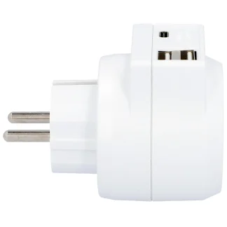 EVB Steckdosenadapter Zwischenstecker, USB A + C, weiß