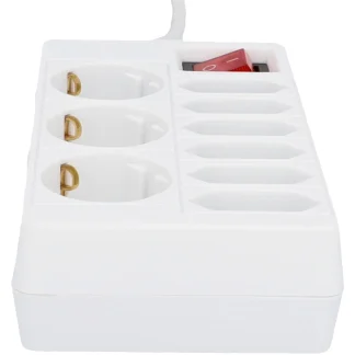 Unitec Steckdosenleiste 3+6-fach 1,4m mit Schalter, weiß