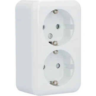 Unitec Doppelsteckdose Aufputz weiß, Serie Standard