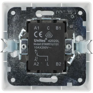 Unitec Aus-Wechselschalter mit Rahmen ultraweiß, Serie Genua