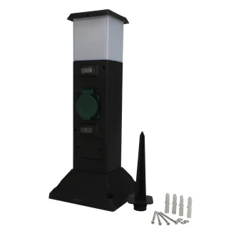 Gartensteckdose mit Lampe 2 Steckdosen, ohne Kabel