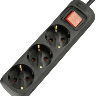 Unitec Steckdosenleiste 3-fach 3m, mit Schalter, schwarz