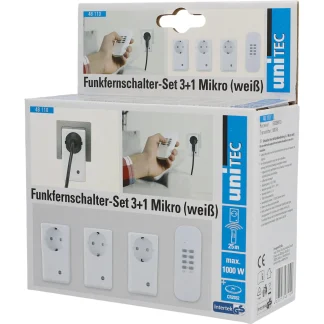 Funkfernschalter-Set 3 Steckdosen + 1 Fernbedienung, weiß