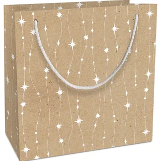 Braun & Company Geschenktasche Recycling Glitzerkette weiß 20 x 21 x 8 cm