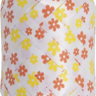 Braun & Company Geschenkband Eiknäuel Blümchen organe/gelb 20 m x 10 mm