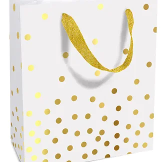 Braun & Company Geschenktragetasche Golden Dots weiß 18 x 21 x 8 cm