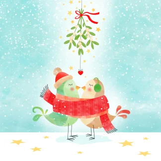 Braun & Company Servietten Motiv Mistletoe Kiss 33 x 33 cm - 20er Pack