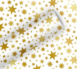 Braun & Company Geschenkpapier Beautiful stars gold Alu 1,5 m x 70 cm