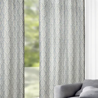 Neusser Collection Ösenschal Blätter blau, 135 x 245 cm