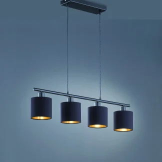 Reality Leuchten Pendelleuchte Tommy 4-flammig, E14, schwarz gold