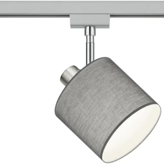 Trio Leuchten Spot Tommy DUOline E14, nickel matt, Stoffschirm grau