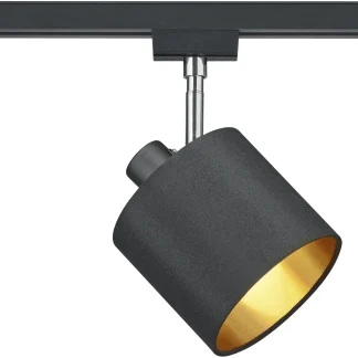Trio Leuchten Spot Tommy DUOline E14 nickel-matt Stoffschirm schwarz-gold