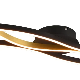 Trio Leuchten LED Deckenleuchte Blaze schwarz-messing 107 x 7 cm dimmbar